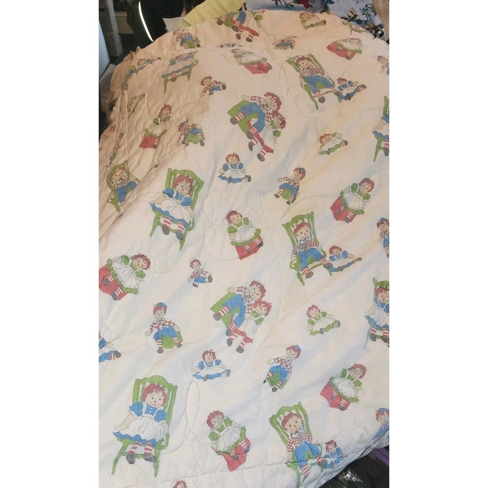 Kozee Komfort Raggedy Ann Andy Comforter Quilted Crib Blanket Baby Toddler Vtg